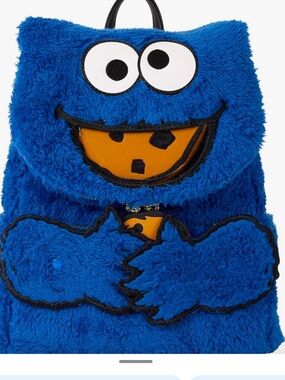 Loungefly Sesame Street Cookie Monster Plush Mini Backpack - Blue New!